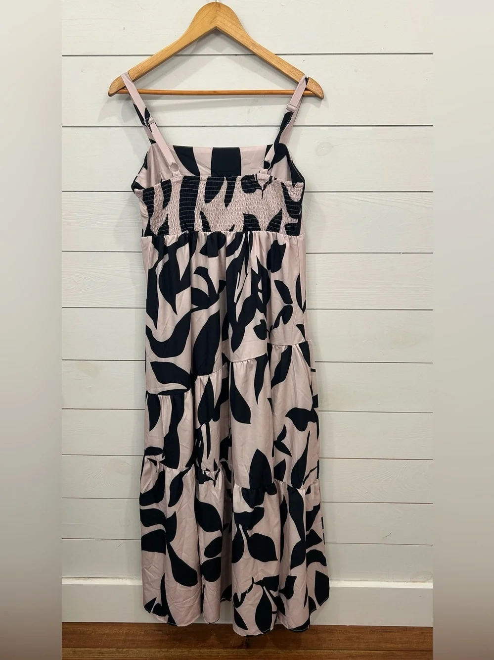 SHEIN Pale Pink and Black Abstract Tiered Maxi Dress - Picture 2 of 4